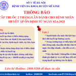 THÔNG BÁO CẤP THUỐC 2 THÁNG/LẦN DÀNH CHO NGƯỜI BỆNH TĂNG HUYẾT ÁP ỔN ĐỊNH