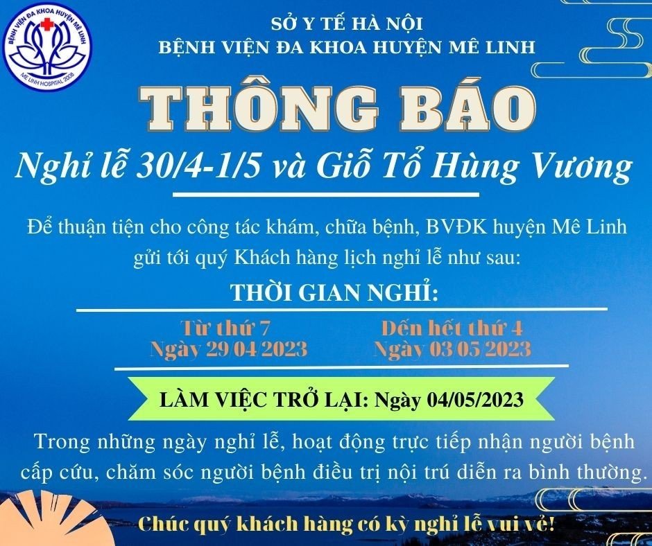 Thông báo lịch nghỉ lễ 30/4 - 01/5 và Giỗ tổ Hùng Vương